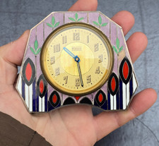 PENDULETTE VOYAGE ARGENT ÉMAILLÉ GENEVE TRAVEL CLOCK SILVER ENAMEL 3/3 ART DÉCO