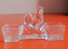 ANCIEN SALERON SALIÈRE POIVRIÈRE FORME COQ EN VERRE MOULÉ PRESSÉ