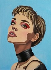 Peinture, huile sur toile format 30/40 cm. Portrait pop art année 2025