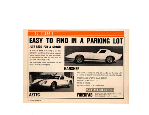 1967 fiberfab aztec banshee - fiberfab, &