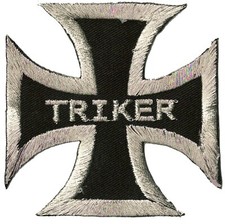 Patch écusson patche triker croix malte motard biker hotfix brodé thermocollant 