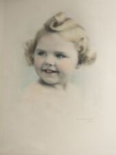 1938 Jean SCHERBECK portrait d'enfant réhaussé NANCY LORRAINE 54