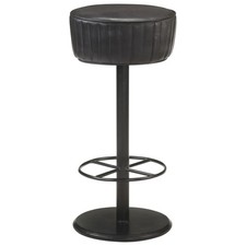 Tabouret de Bar Gris Cuir Véritable Siège Pub Chaise Comptoir Bistro vidaXL