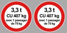 2 X 3,3 TONNES CU 407 KG CAMPING CAR VAN CARAVANE 5cm STICKER CD045