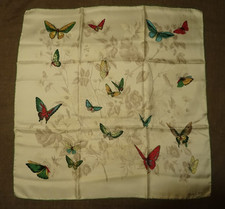 Ancien CARRE Vintage 60s JACQUES FATH Paris TISSUS ET FOULARD Motifs PAPILLONS