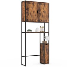 Meuble WC 3 en 1 avec armoires de rangement bois foncé DAYTON design industriel