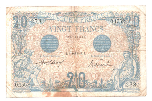 Billet francs bleu france - billet,