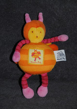 ?Doudou Abeille MOULIN ROTY Louna Orange Rose Hochet Grelot Peluche 19 Cm TTBE