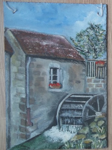 Tableau huile sur ardoise - , de
