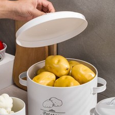 (Blanc) 3PCS Pomme De Terre Oignon Bac De Stockage Acier Au Carbone Pommes FR