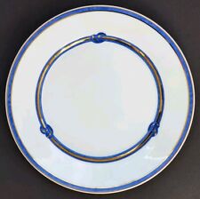 RARE sublime GRANDE ASSIETTE en PORCELAINE de CHRISTOFLE modèle RUBANEA BLEU OR