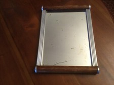 ART DECO, PETIT PLATEAU DE DESSERTE EN BOIS ET METAL AVEC UNE GLACE