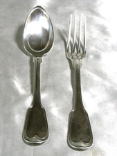 ?? ARGENT MASSIF POINCON MINERVE ANCIEN COUVERT FOURCHETTE CUILLERE UNI PLAT