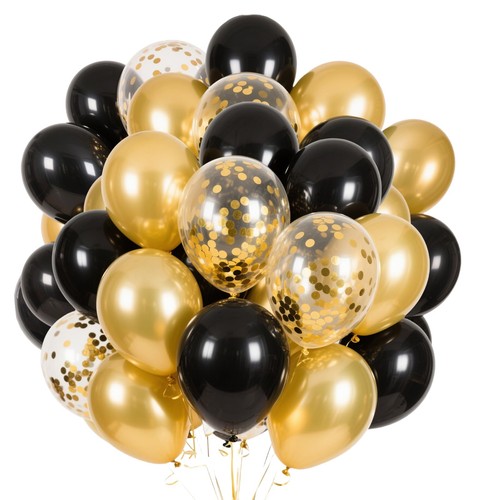 Ballons noir avec confettis - noir,