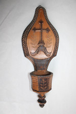 Ancien bénitier en bois Art