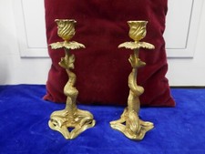 rare paire bougeoirs au double dauphin dans le gout du 18ème,H22cm,P 700g pieces