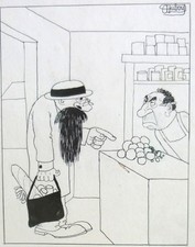 Rare dessin original de 1930 par le grand caricaturiste Albert DUBOUT1905-1976