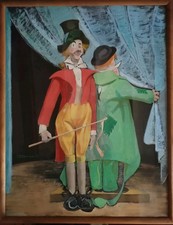 Ancien Dessin Gouache Clown