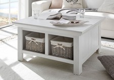 Table Basse Westerland 93x93cm Table De Salon Pin Blanc Style Campagnard