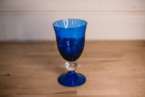 Verre pied boule bleu - à,