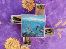 Boite d Allumette ancienne 4 tiroirs en carton Vintage Décor de Rose et Montagne