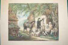 George MORLAND (1832-1863) BELLE GRAVURE COULEUR ANGLAISE CHASSEUR CHASSE CHEVAL