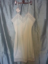 Jupon vintage Walker Reid Bri-nylon doux soyeux brillant aqua slip 40" 