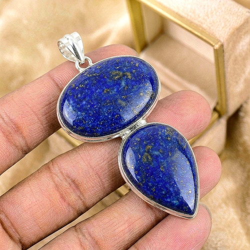 Silver lapiz lazuli gemstone - lapiz,