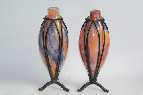 Paire vases verre - , soufflé