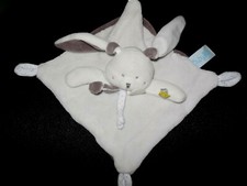 doudou plat lapin blanc gris