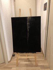 Tableau peinture acrylique sur toile noir - Forêt obscure / Rivage 92 X 73cm 