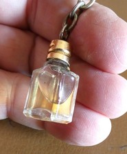 Ancien porte cle mini flacon parfum senteur verre bouchon, Années 60