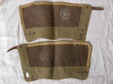 WW2 FRANCE PAIRE DE GUËTRES FRANCAISES S.N.C.F EN TOILE AVEC TAMPONS LOGO "SNCF"