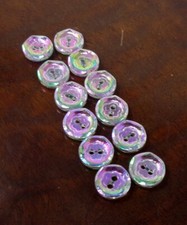 Lot de 12 Boutons anciens en verre opalescent - Mercerie vintage