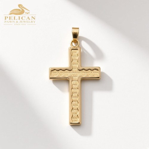 14k yellow gold textured wave - 14k,
