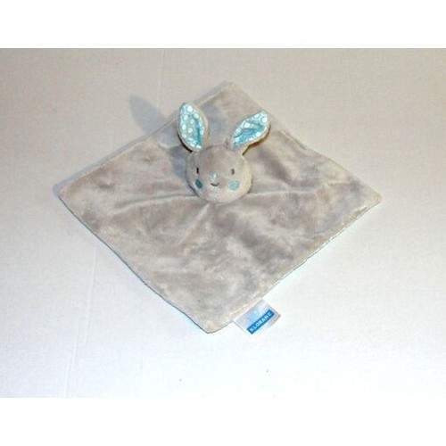 Doudou plat lapin gris bleu - plat,