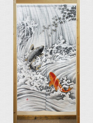 Rideau japonais noren koi - rideau,