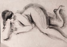 Nu Féminin Au Fusain École Schintone 