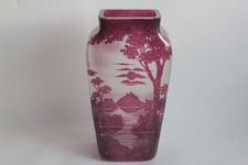 Vase verre émaillé Paysage