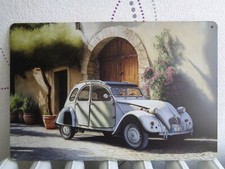 TOLE METAL CITROEN 2 CV 20 X 30 CMS NON PLAQUE EMAILLEE ANCIENNE