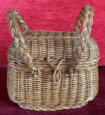 Petit Panier à couvercle Osier tressé Jouet ancien très bon état, 10 cm x 11 cm