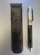 Etui stylo cuir noir lézard