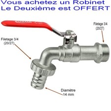 1 Acheté =1 Offert,Robinet Jardin en 3/4,Entièrement Laiton 1/4 de Tour,Arrosage