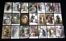 MISS ROMANTIQUE JOLIE ROBE MODE BELLE EPOQUE COUPLE AMOUREUX 1910 LOT 21 CPA A23