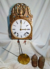 ancien mouvement de comtoise - sonnerie cloche + balancier + poids + clé SLE21
