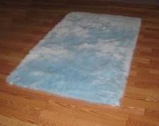 BABY BLUE Flokati Faux Rug