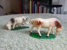 Ferme STARLUX  Années 60 - Vache et cheval anciens sur socle, gravés Starlux