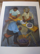 Pitorre TOFFOLI lithographie " Pulitori di frutti di mare "