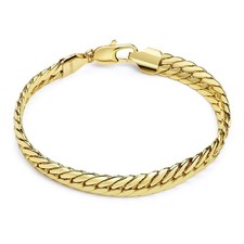 Bracelet Or 750 Plaqué Or 18k Femmes Hommes Collier Serpent Imperméable B1444