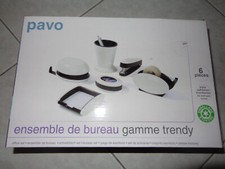 Pavo - Organiseur de bureau gamme Trendy - 6 pièces blanc laqué/noir